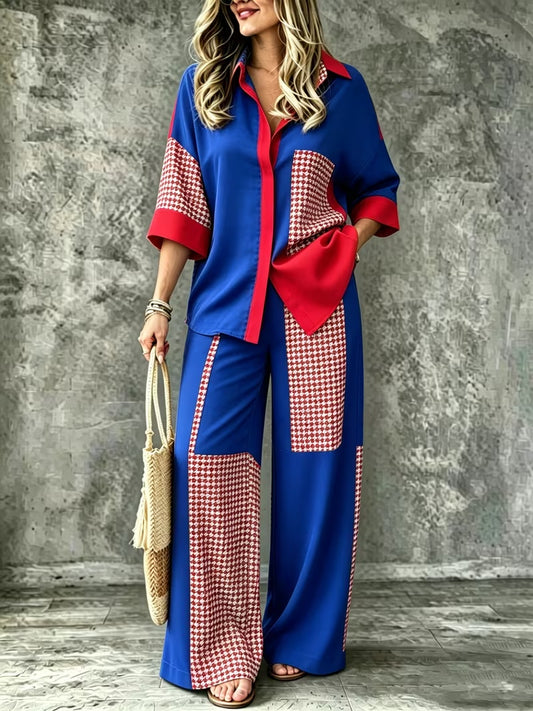 Women's Boho Print Shirt & Wide Leg Pants Co-Ord Set | Summer Vacation Outfit