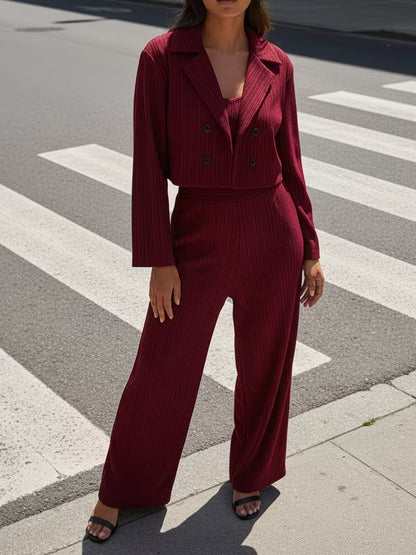 Women's Cropped Blazer & Jumpsuit Co-Ord Set