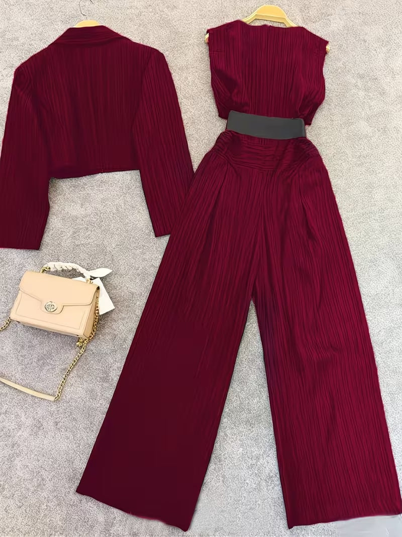 Women's Cropped Blazer & Jumpsuit Co-Ord Set