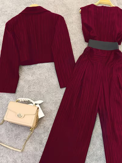 Women's Cropped Blazer & Jumpsuit Co-Ord Set