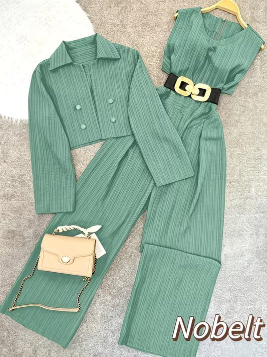 Women's Cropped Blazer & Jumpsuit Co-Ord Set