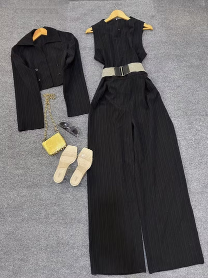 Women's Cropped Blazer & Jumpsuit Co-Ord Set