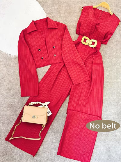 Women's Cropped Blazer & Jumpsuit Co-Ord Set