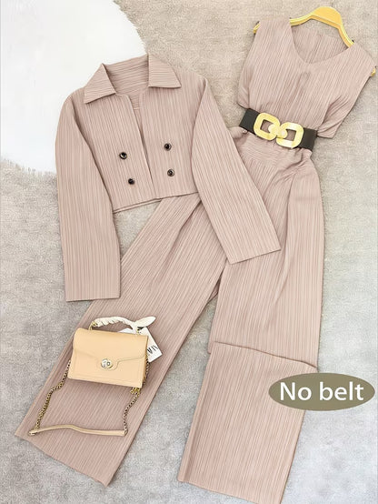 Women's Cropped Blazer & Jumpsuit Co-Ord Set