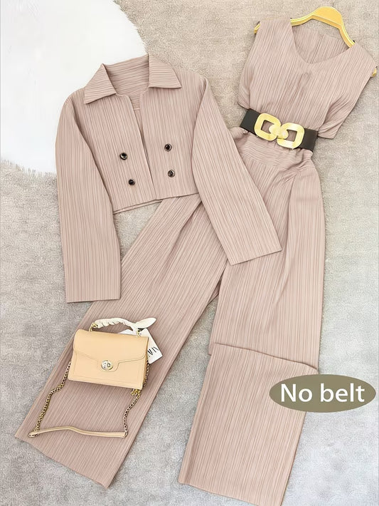 Women's Cropped Blazer & Jumpsuit Co-Ord Set