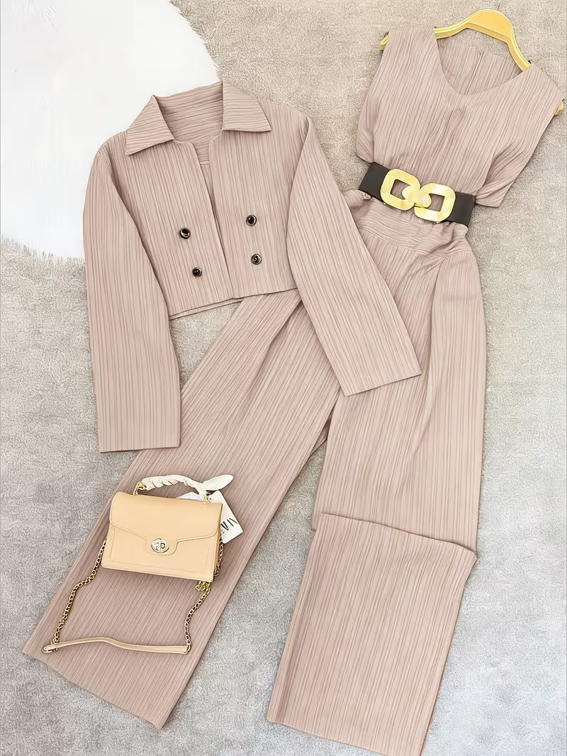 Women's Cropped Blazer & Jumpsuit Co-Ord Set