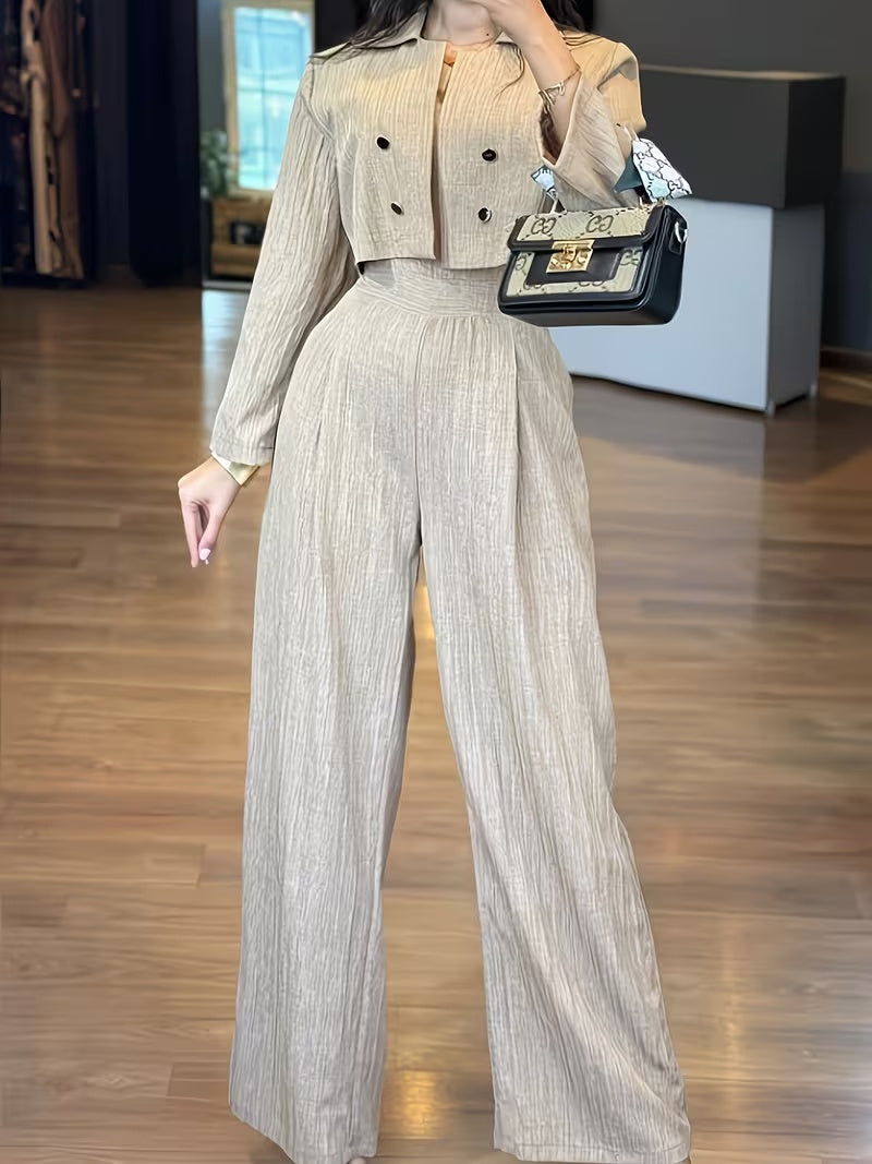 Women's Cropped Blazer & Jumpsuit Co-Ord Set