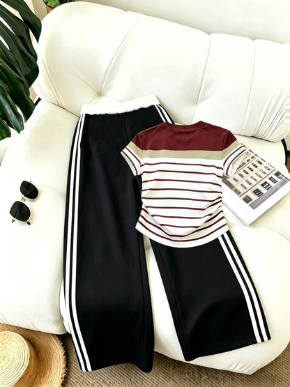 Women's Color Block Half-Zip Polo Collar Top & Jogger Pants Casual 2-Piece Co-Ord Set