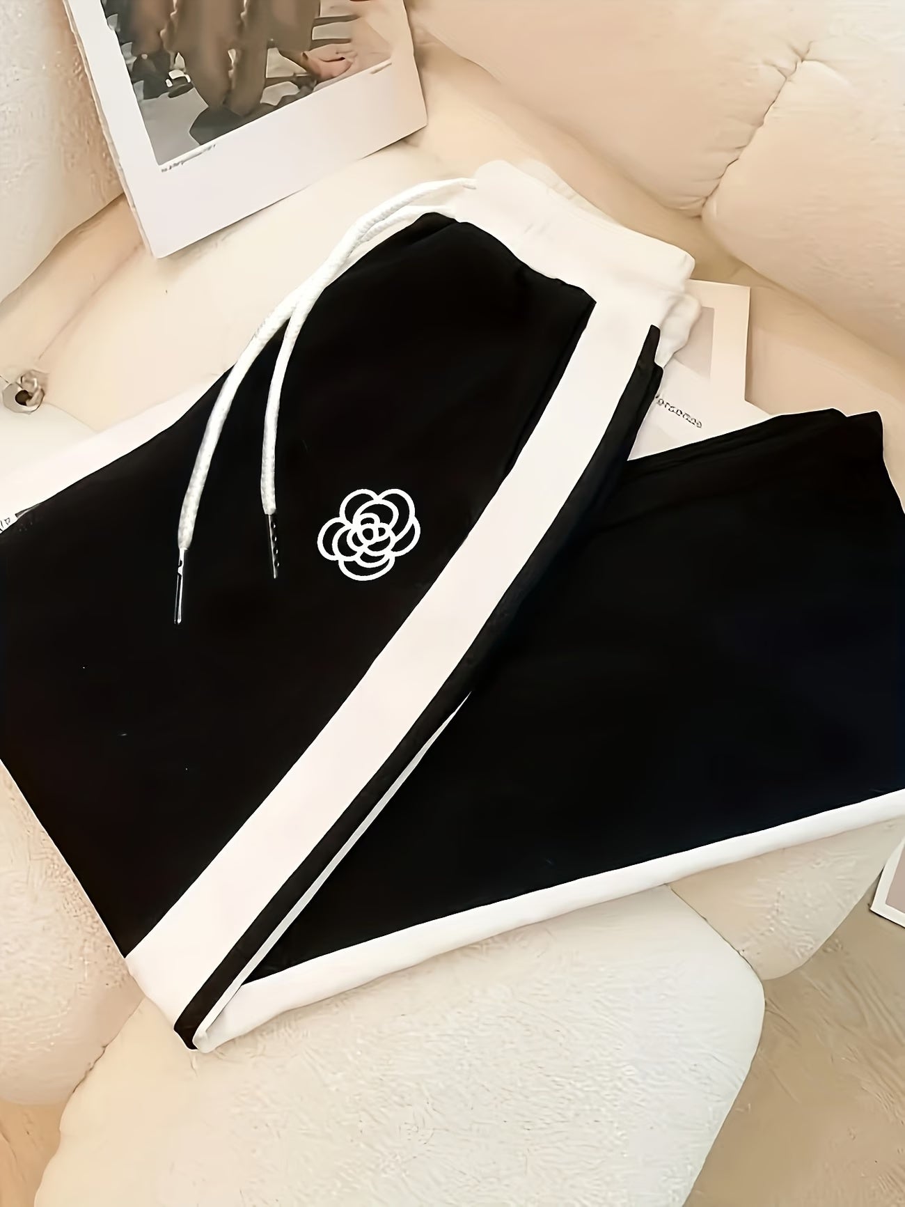 Women's Color Block Half-Zip Polo Collar Top & Jogger Pants Casual 2-Piece Co-Ord Set