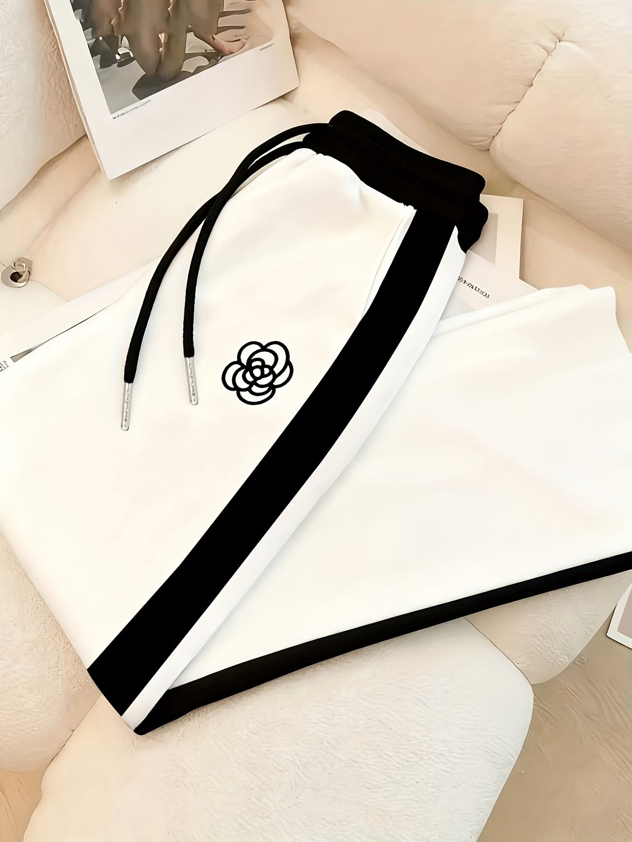 Women's Color Block Half-Zip Polo Collar Top & Jogger Pants Casual 2-Piece Co-Ord Set