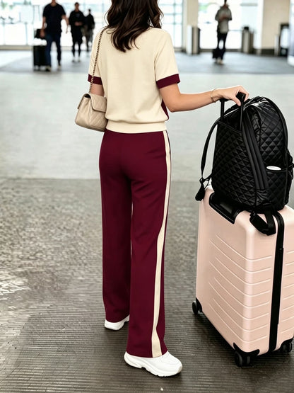 Women's Elegant Colorblock Two-Piece Lounge Set