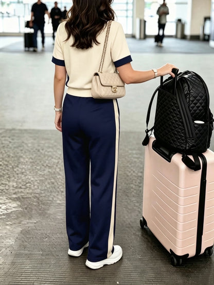 Women's Elegant Colorblock Two-Piece Lounge Set