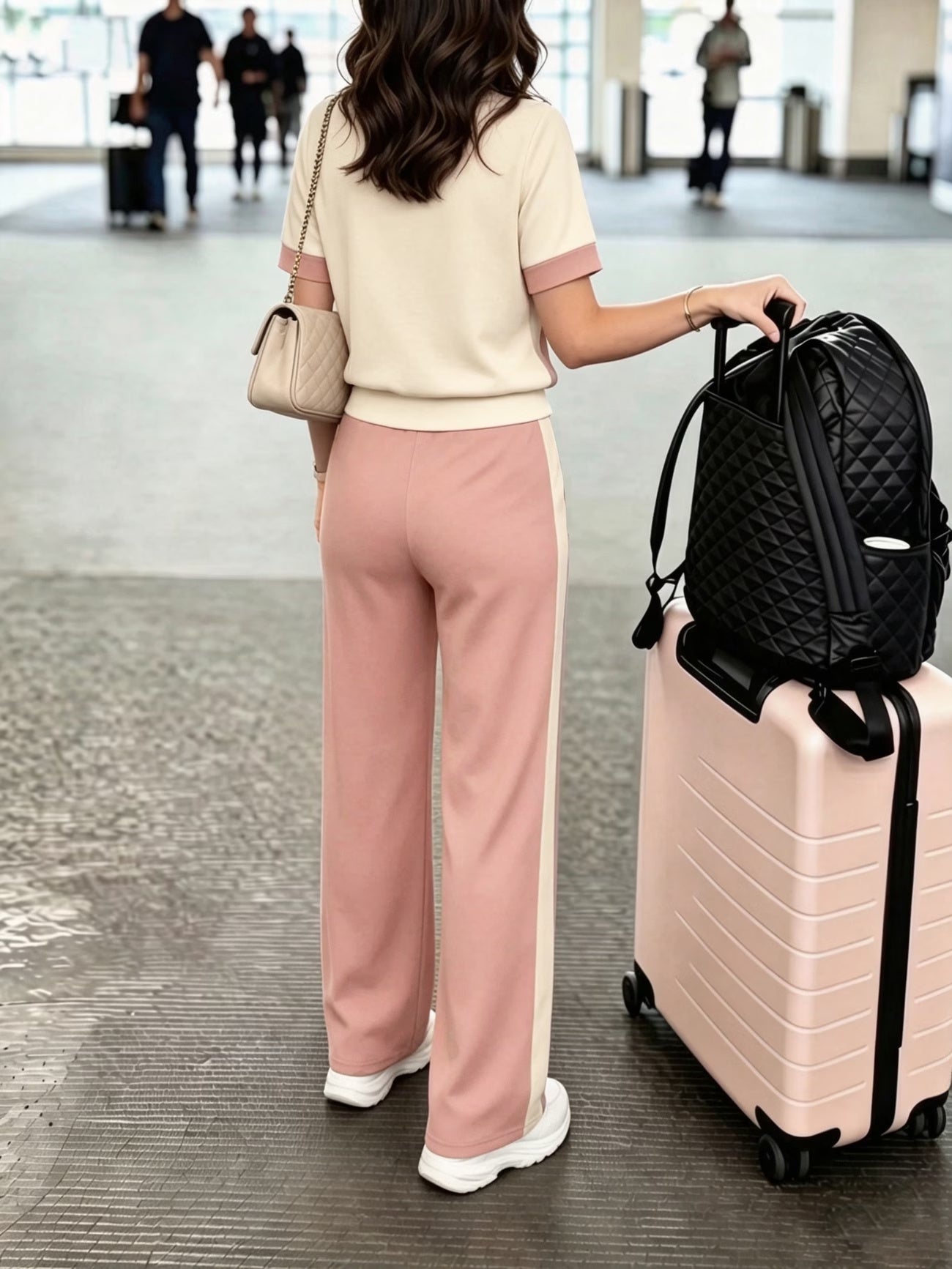 Women's Elegant Colorblock Two-Piece Lounge Set