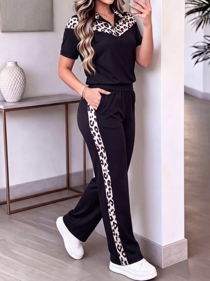 Women's Elegant Colorblock Two-Piece Lounge Set