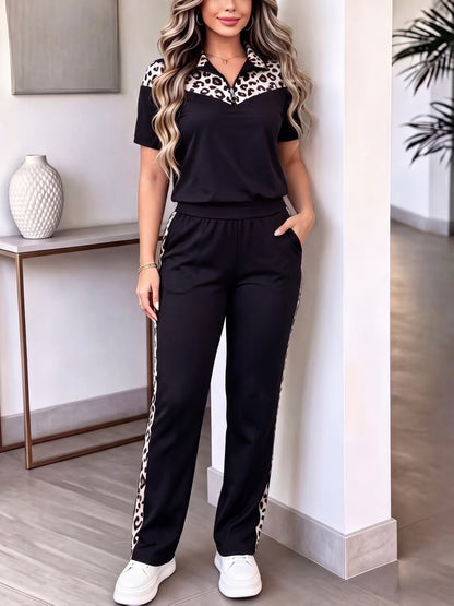 Women's Elegant Colorblock Two-Piece Lounge Set