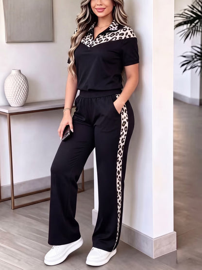 Women's Elegant Colorblock Two-Piece Lounge Set