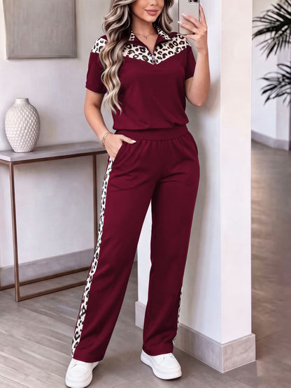 Women's Elegant Colorblock Two-Piece Lounge Set