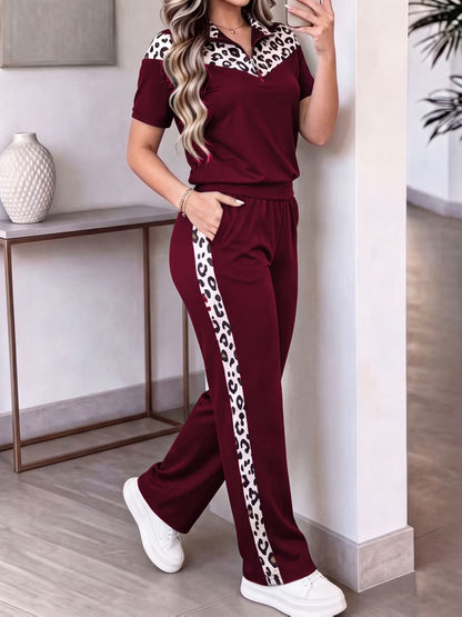 Women's Elegant Colorblock Two-Piece Lounge Set