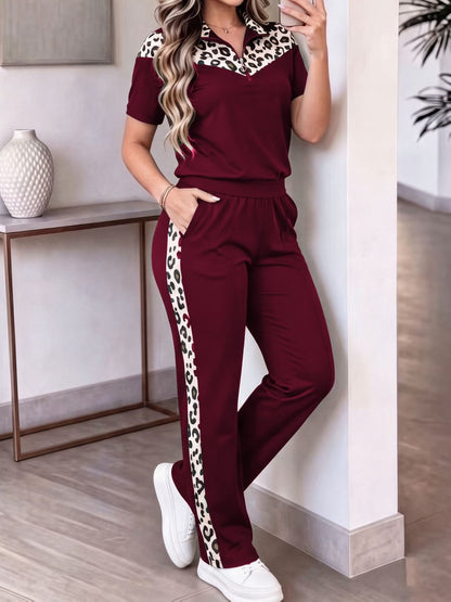 Women's Elegant Colorblock Two-Piece Lounge Set