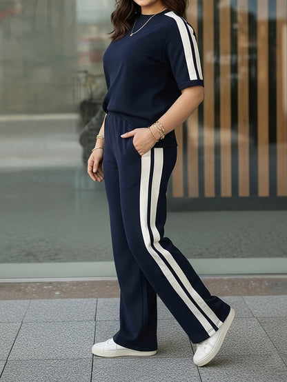 Women's Elegant Colorblock Two-Piece Lounge Set