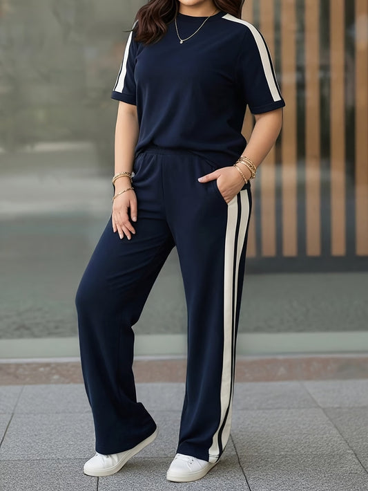 Women's Elegant Colorblock Two-Piece Lounge Set