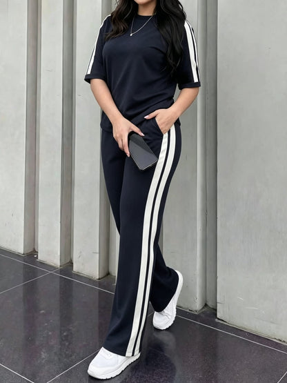 Women's Elegant Colorblock Two-Piece Lounge Set