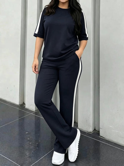 Women's Elegant Colorblock Two-Piece Lounge Set