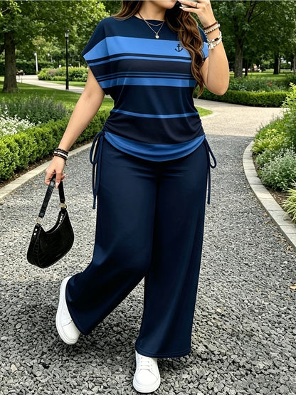 Women's Striped Bow-Tie Two-Piece Co-Ord Set