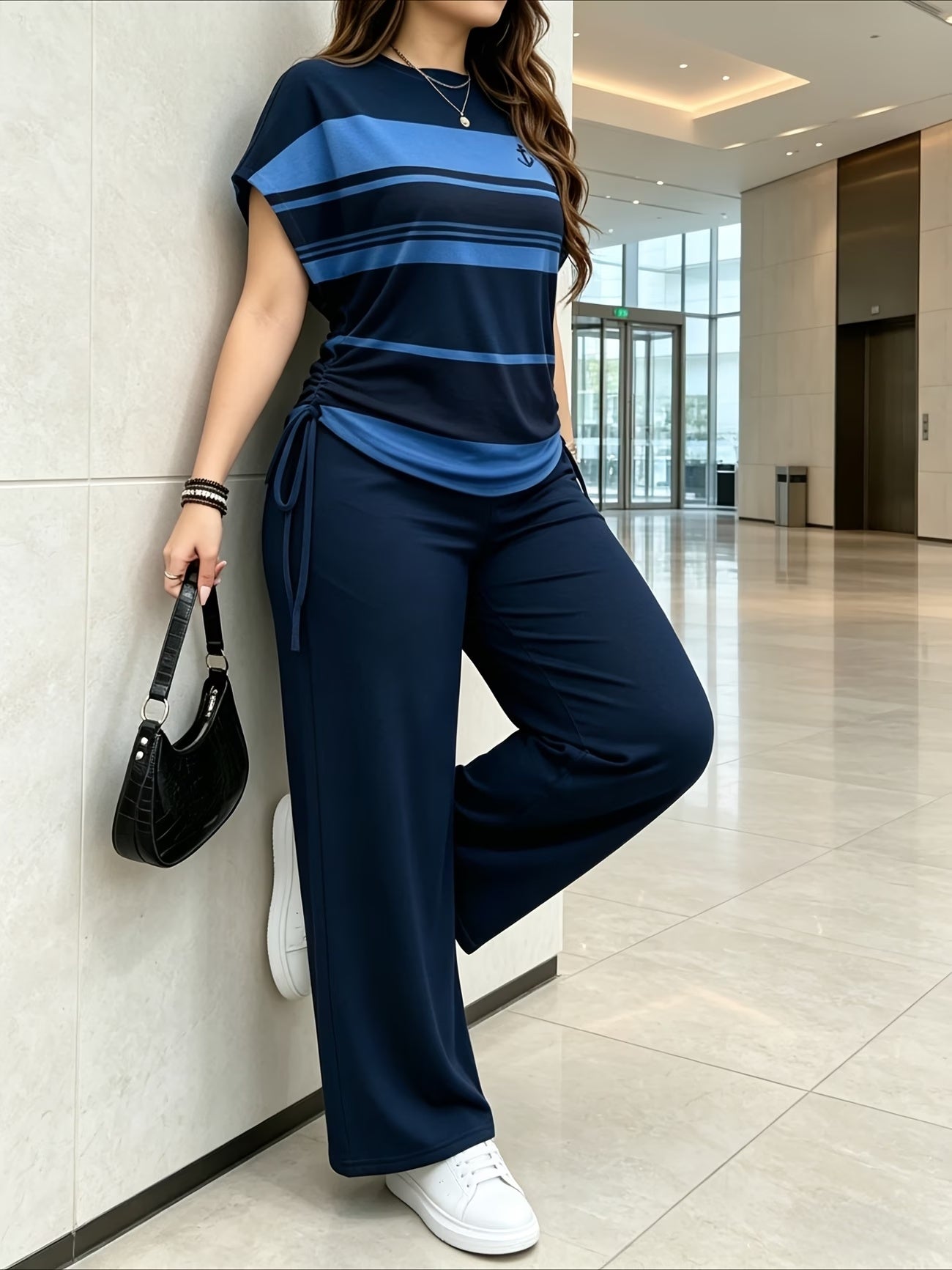 Women's Striped Bow-Tie Two-Piece Co-Ord Set