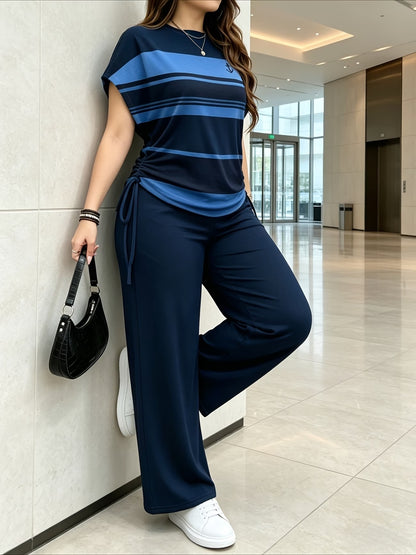 Women's Striped Bow-Tie Two-Piece Co-Ord Set
