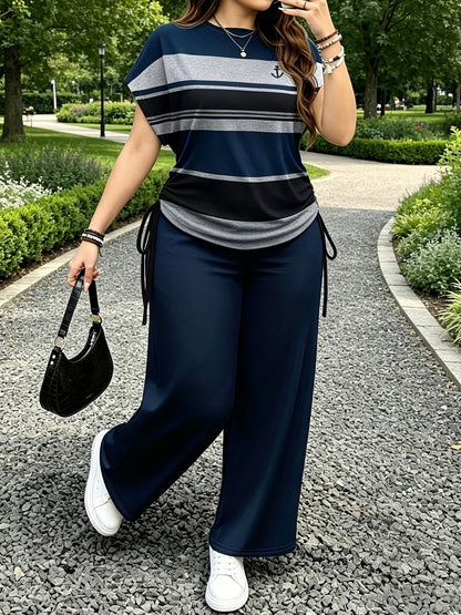 Women's Striped Bow-Tie Two-Piece Co-Ord Set