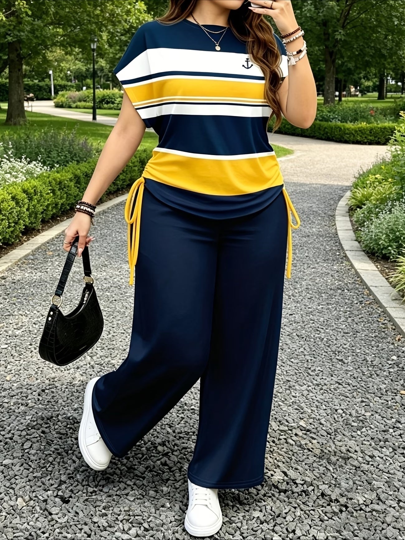 Women's Striped Bow-Tie Two-Piece Co-Ord Set