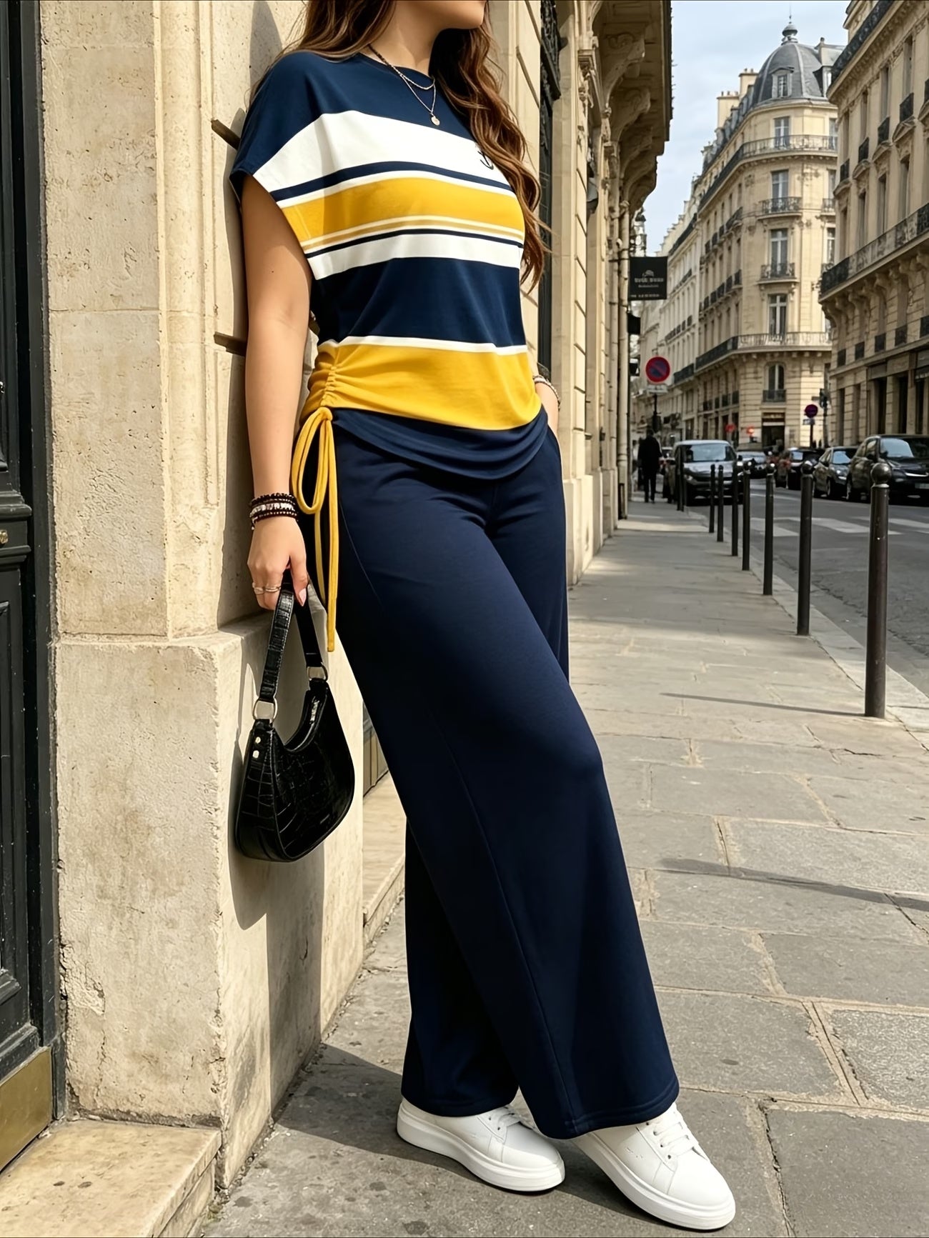 Women's Striped Bow-Tie Two-Piece Co-Ord Set