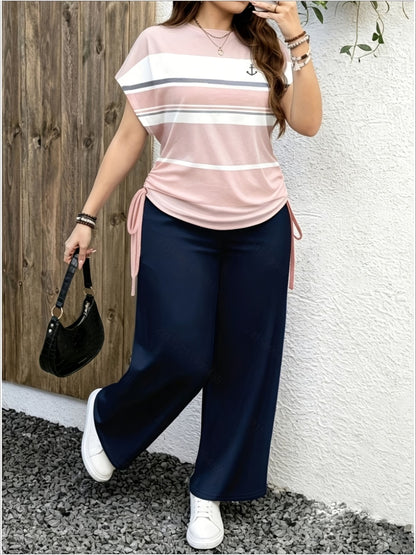 Women's Striped Bow-Tie Two-Piece Co-Ord Set