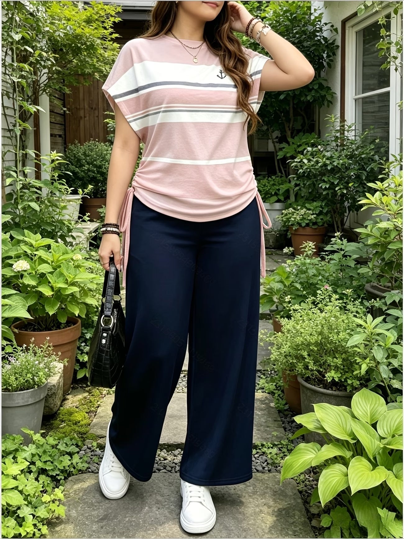 Women's Striped Bow-Tie Two-Piece Co-Ord Set