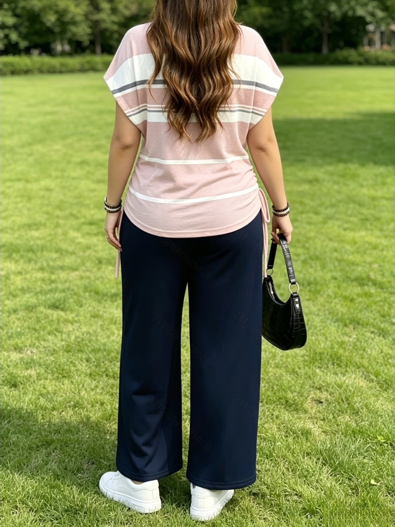 Women's Striped Bow-Tie Two-Piece Co-Ord Set