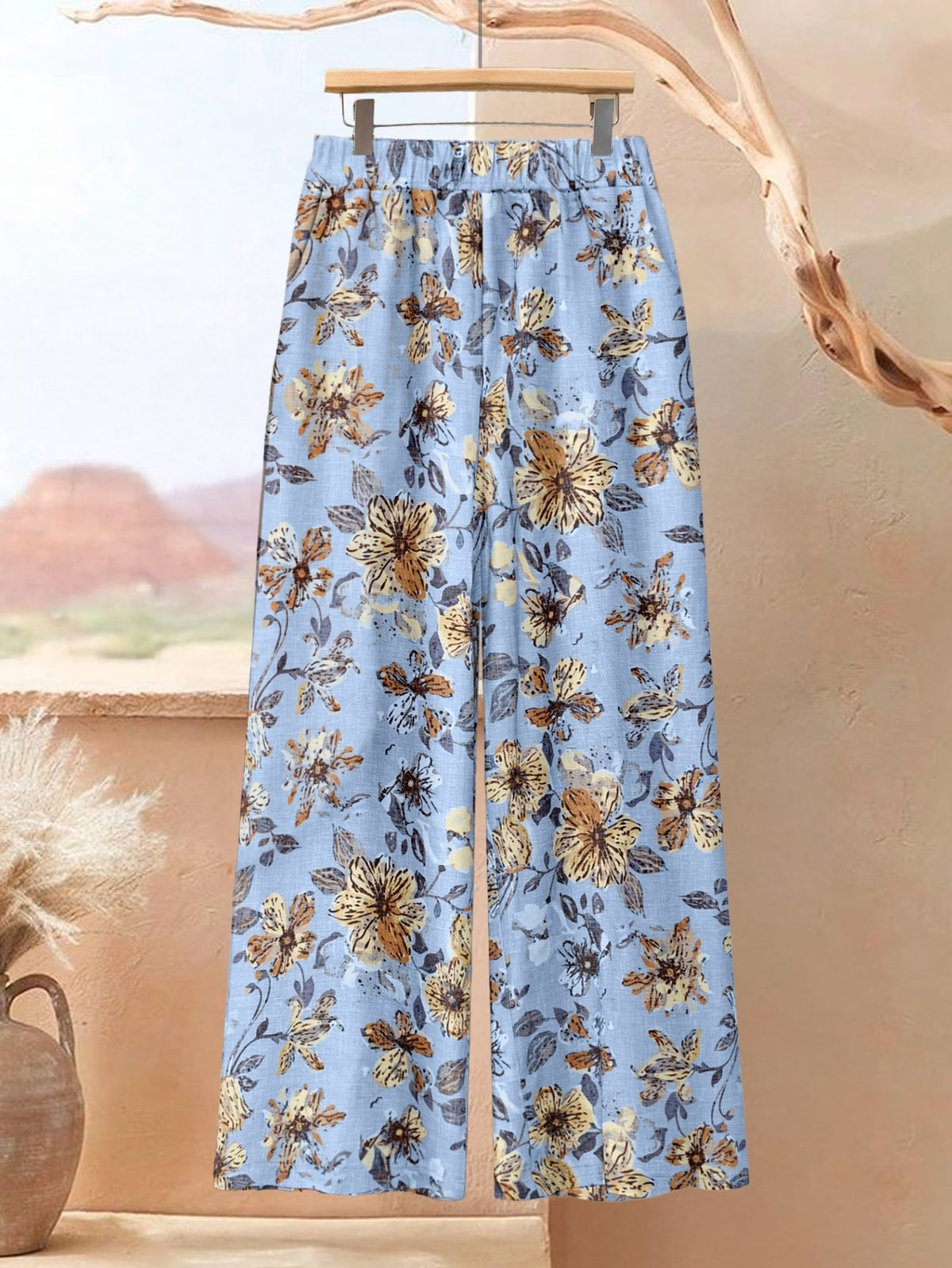 Plus Size Printed 2-Piece Co-Ord Set – Irregular Hem Top & Wide-Leg Pants