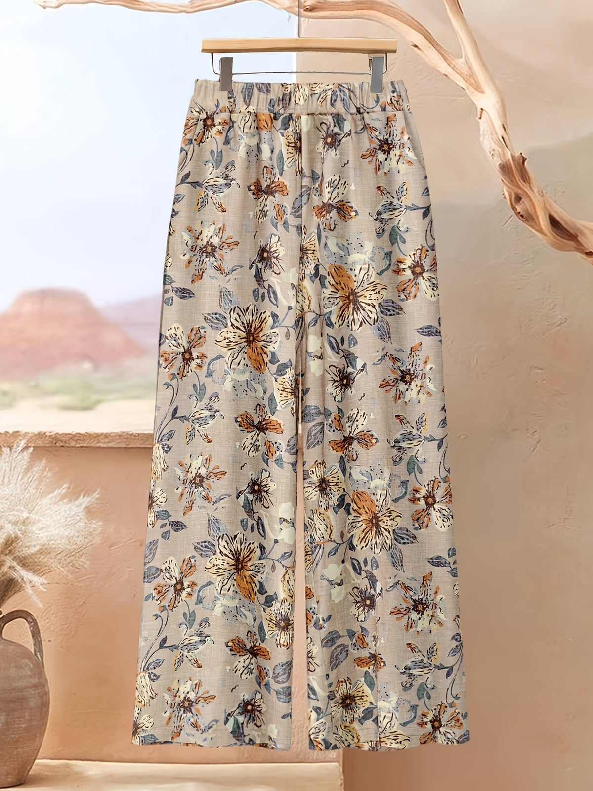 Plus Size Printed 2-Piece Co-Ord Set – Irregular Hem Top & Wide-Leg Pants