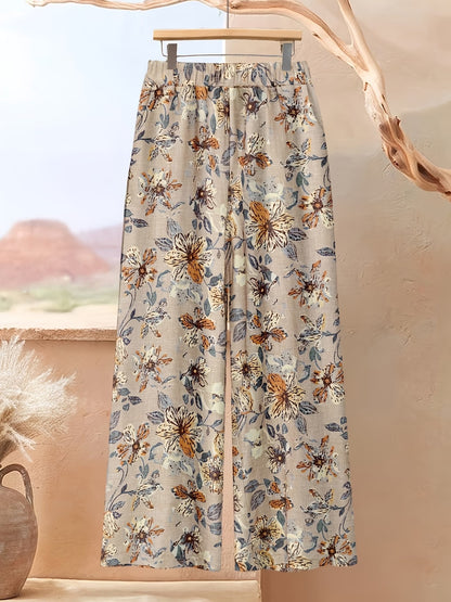 Plus Size Printed 2-Piece Co-Ord Set – Irregular Hem Top & Wide-Leg Pants