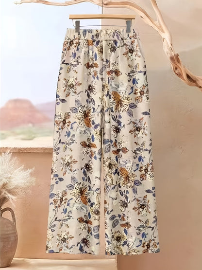 Plus Size Printed 2-Piece Co-Ord Set – Irregular Hem Top & Wide-Leg Pants