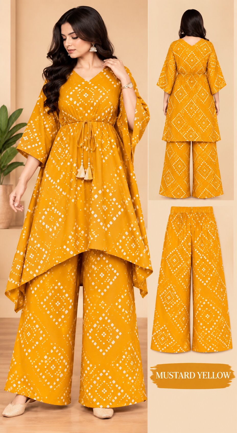 Peach Elegance Geometric Printed Kurta Palazzo Set
