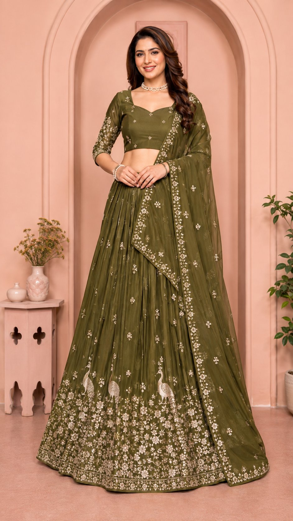 Olive Royale Embroidered Lehenga Set