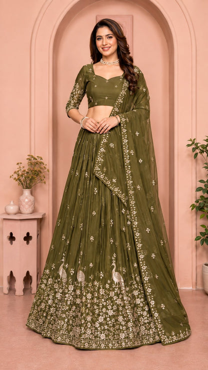 Olive Royale Embroidered Lehenga Set