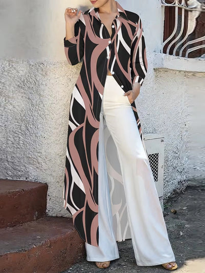 Autumn Celeste Elegant Maxi Co-Ord Set | T-Shirt & Straight-Fit Pants
