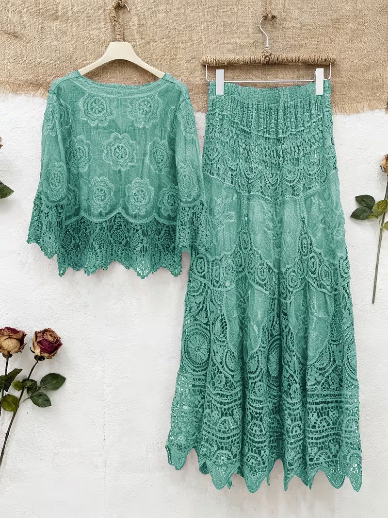 Elegant Floral Print 2-Piece Dress