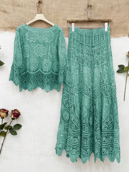 Elegant Floral Print 2-Piece Dress