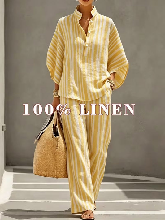 Chic Plus Size Stand Collar Wide Leg Co-Ord