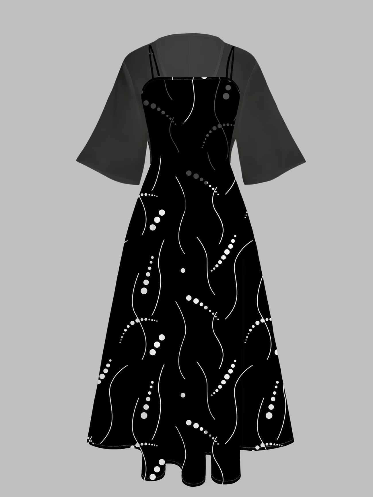 Elegant Wave Dot Printed Dress Set
