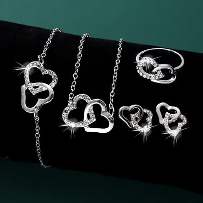 Heart-Shaped Jewellery Set for Women (5 PCS Elegant Gift Set)