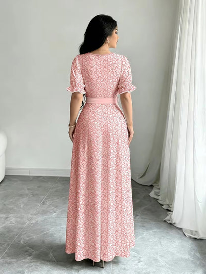 Women's Timeless Polka Dot Midi Dress – Puff Sleeve Belted Fit & Flare Dress